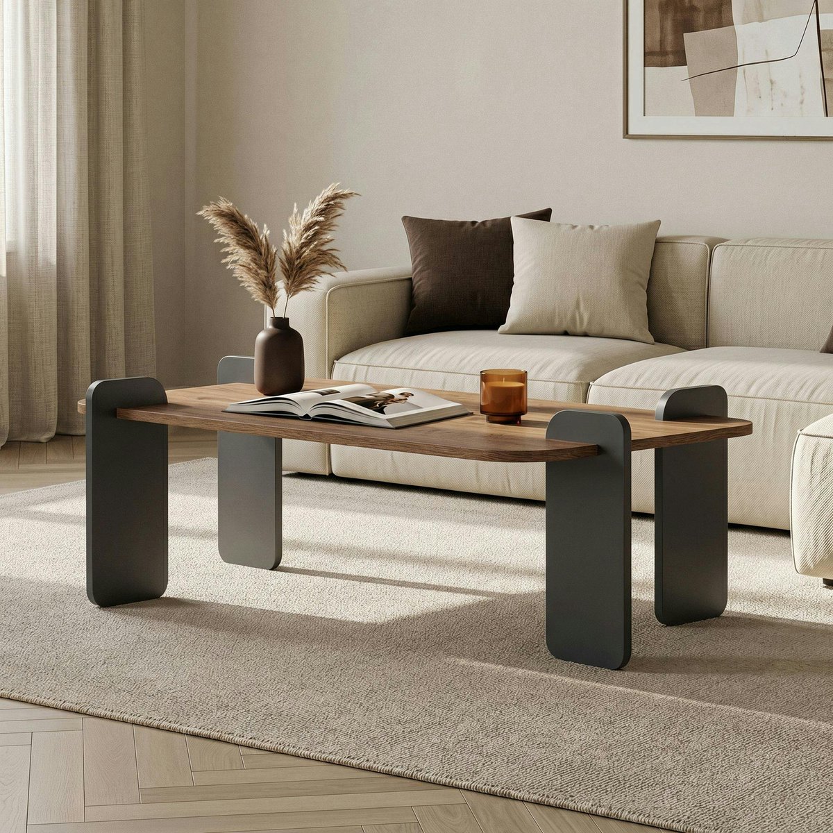 Table basse rectangulaire design en bois MARFA pin, PIER IMPORT