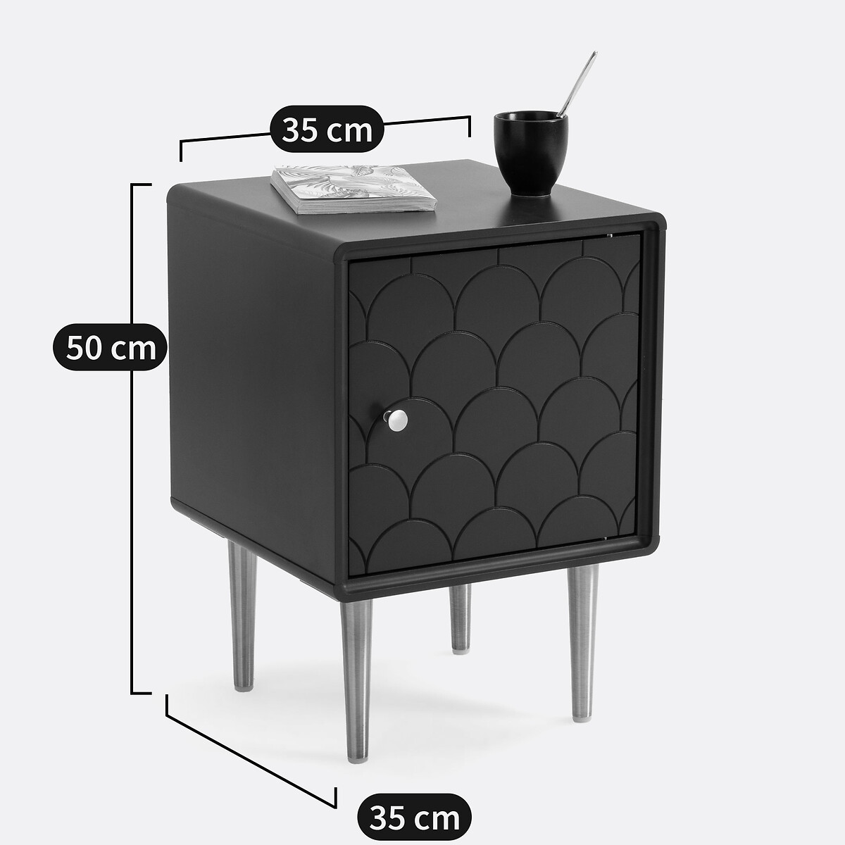 Chevet 1 porte réversible, Luxore bleu de prusse, LA REDOUTE INTERIEURS