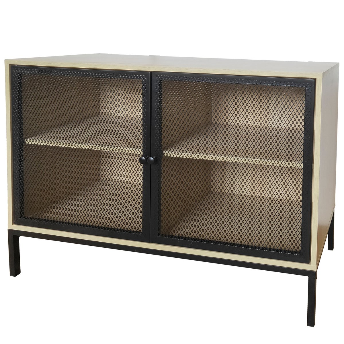 Buffet bois et portes en métal grillagé 100x40x75cm bois, WADIGA