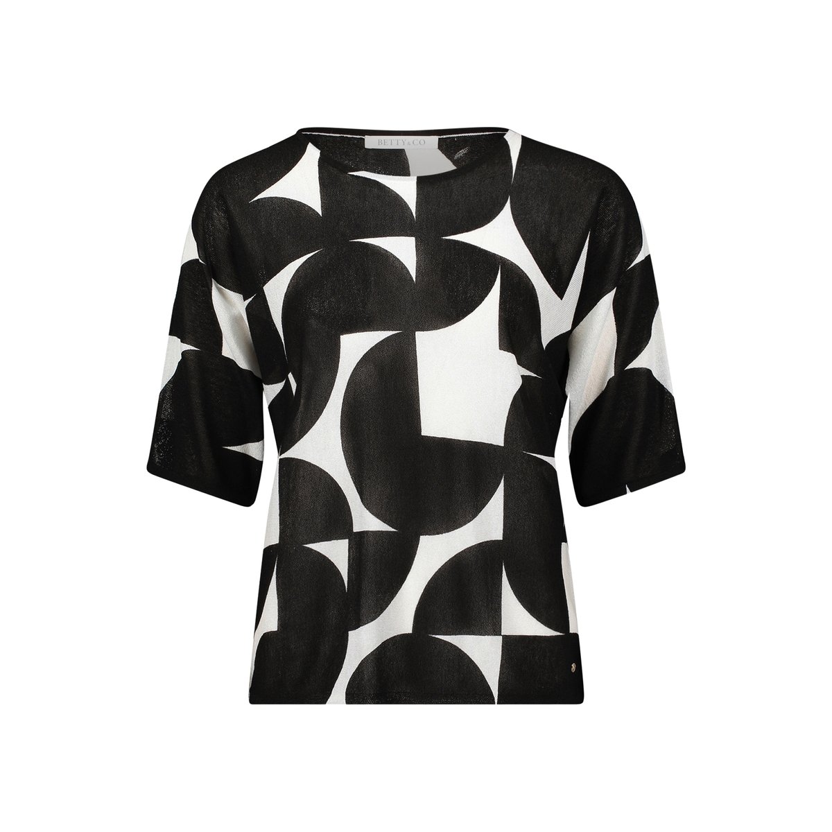 Pull-over en fine maille à imprimé noir/blanc, BETTY & CO