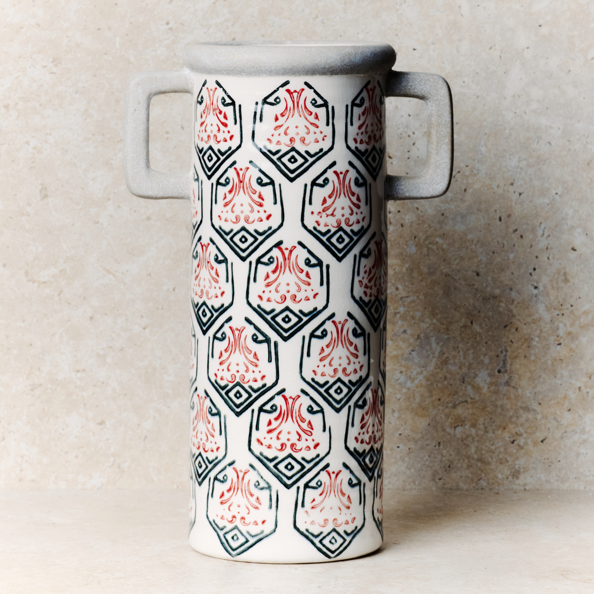 Vase décoratif en céramique H35 blanc, SIA DECO