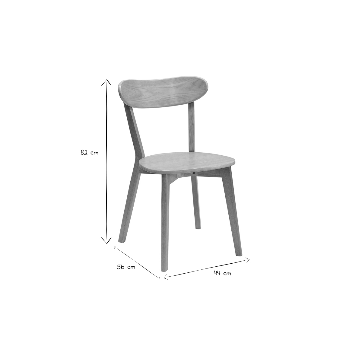 Chaises vintage en bois (lot de 2) DOVE chêne clair, MILIBOO