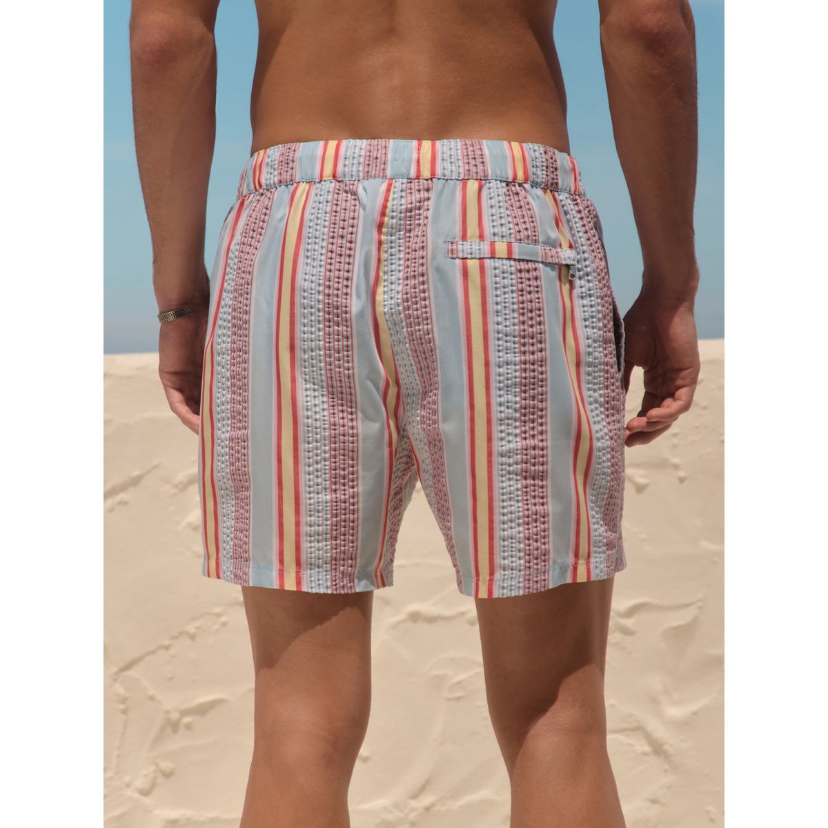 Short de bain rayé en seersucker 5 pouces Signature multi-couleurs, NEXT