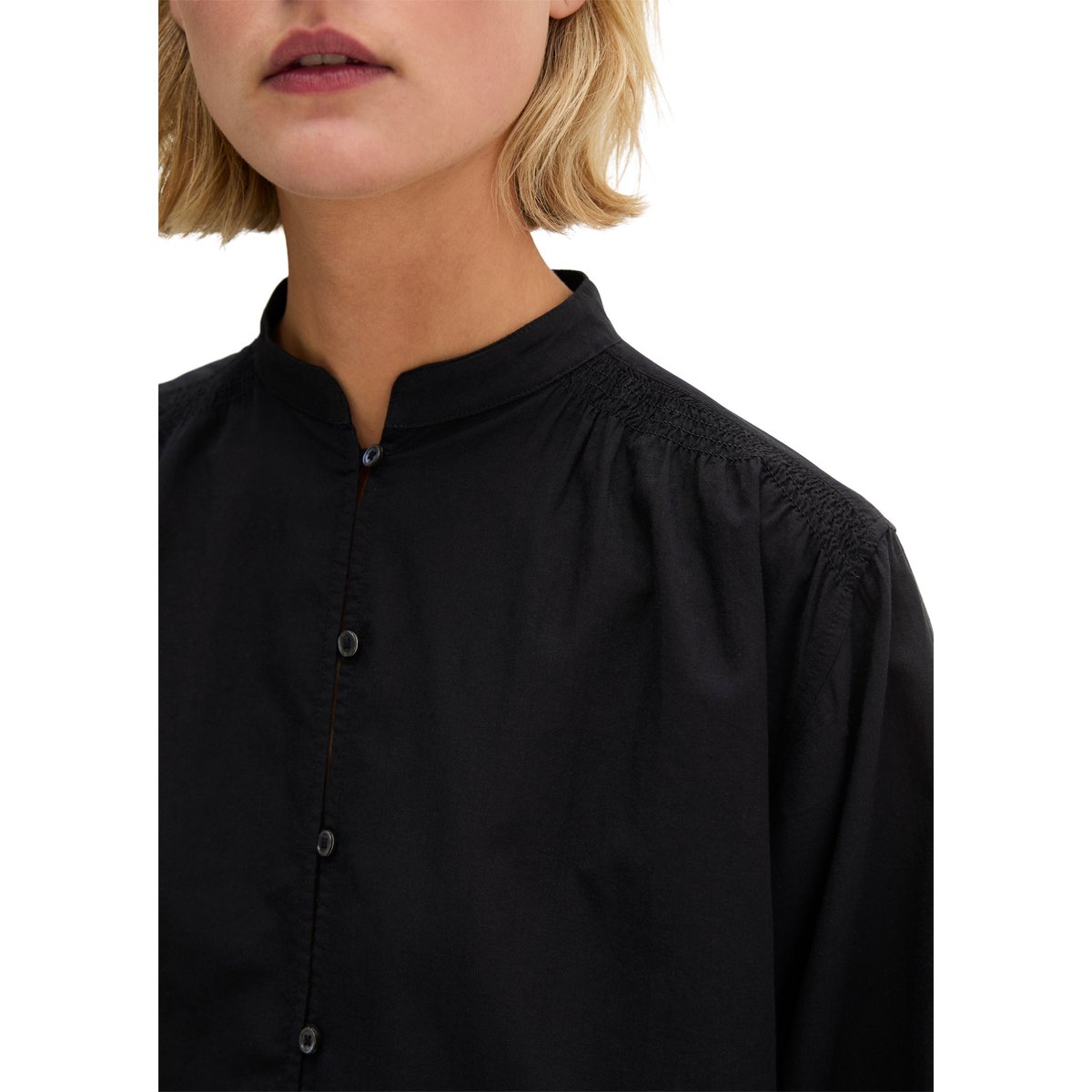 Blouse relaxed en voile de coton doux noir, MARC O'POLO