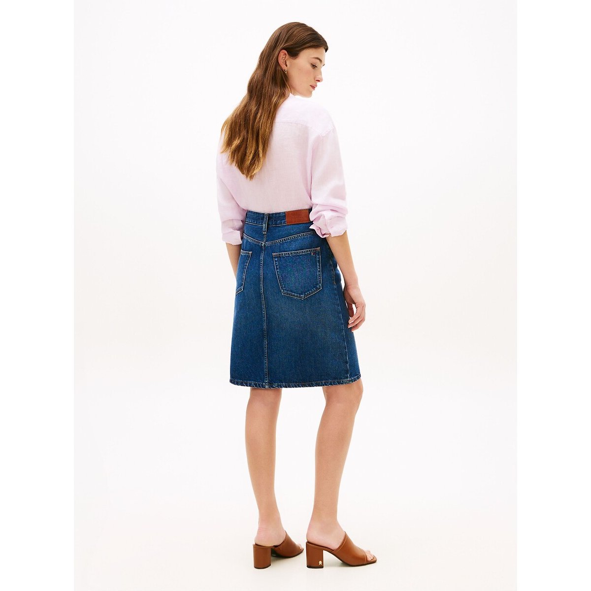 Gonna dritta, media lunghezza blu sbiadito, TOMMY HILFIGER