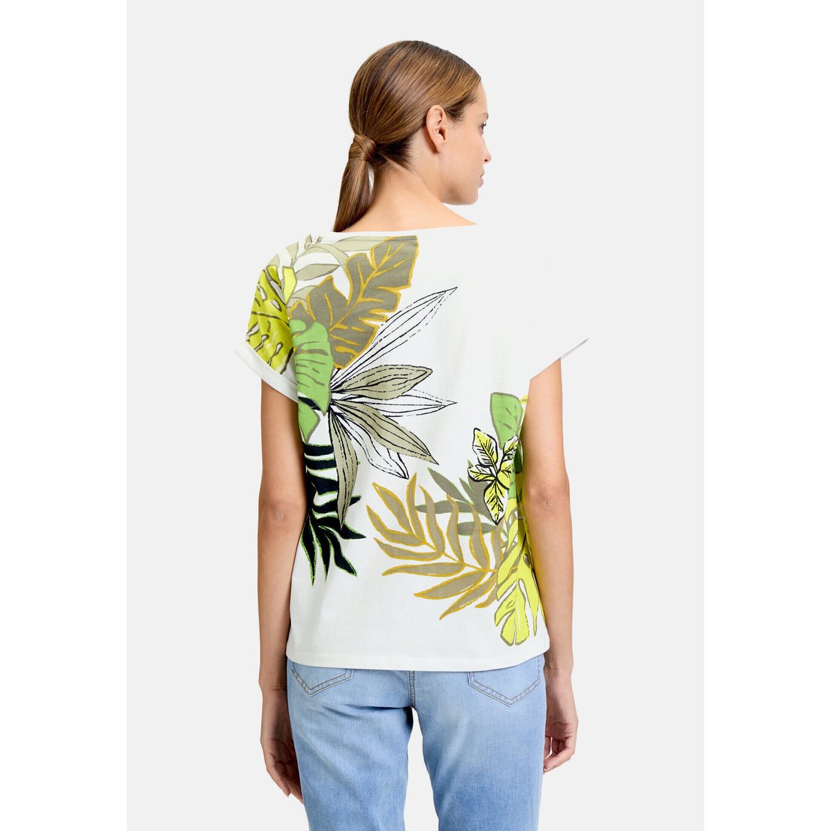 T-shirt à revers au bas des manches white/green, BETTY BARCLAY