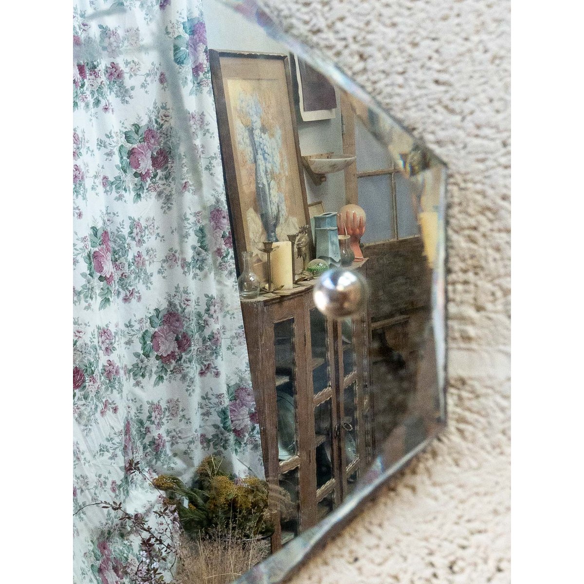 Miroir octogonal biseauté Georges N°1081 - Bon état argenté, DEBONGOUT