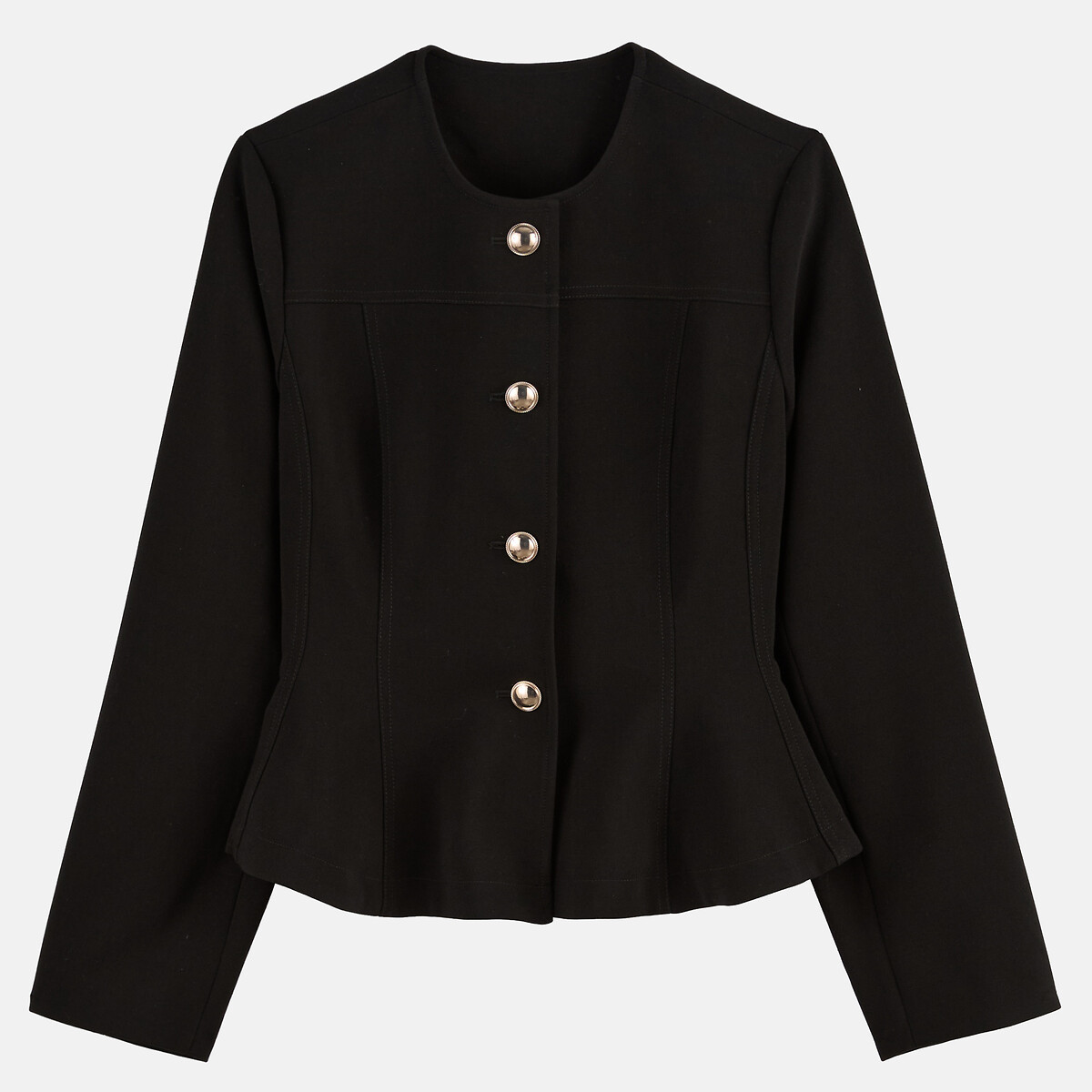 Blazer col rond péplum noir, LA REDOUTE COLLECTIONS