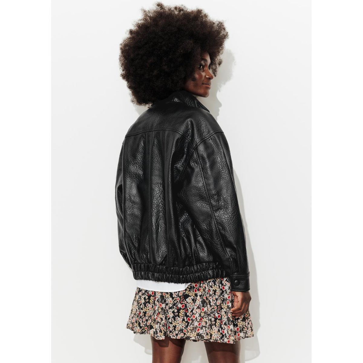 Blouson col montant en simili noir, PROMOD