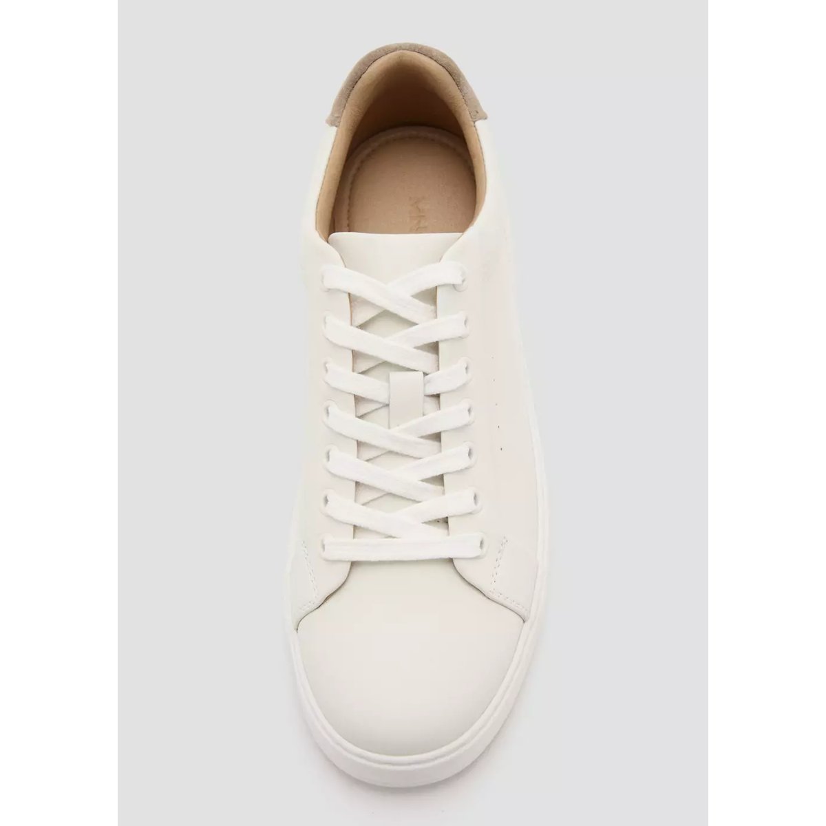 Baskets cuir empiècement contrastant blanc, MANGO MAN