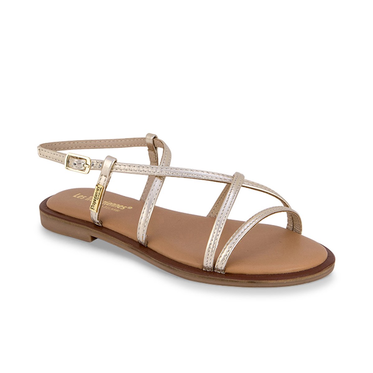 Sandales plates en cuir DUNIA or, LES TROPEZIENNES PAR M.BELARBI
