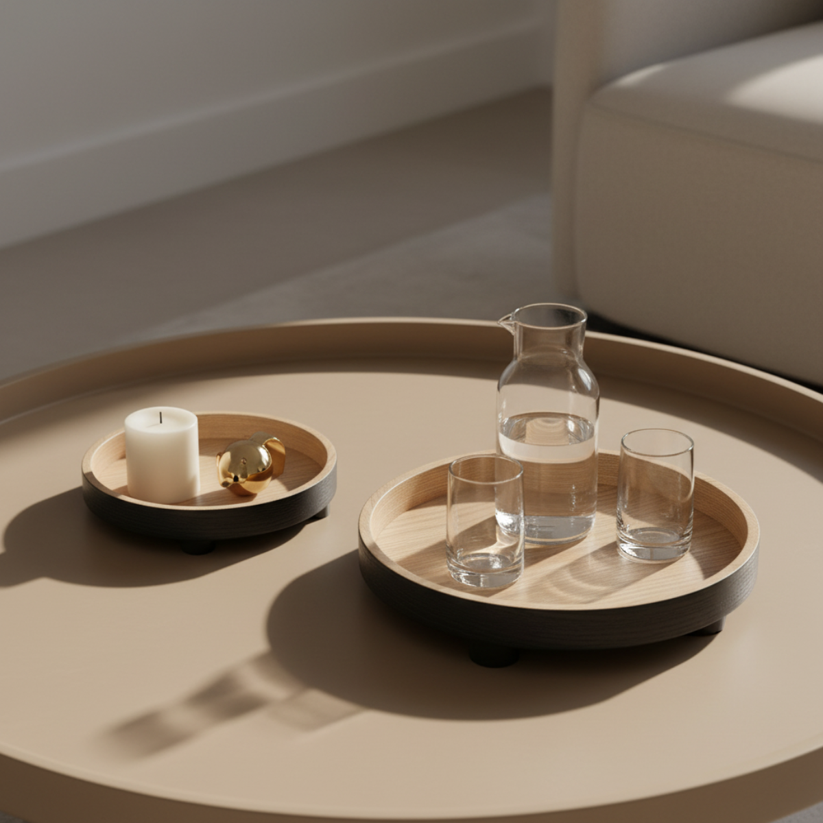Set de 2 plateaux décoratifs ronds D30 NOA noir, SIA DECO