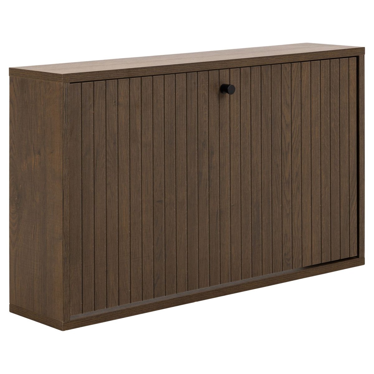 Meuble à chaussures 1 porte basculante effet tasseaux BAÏKAL marron, TOILINUX