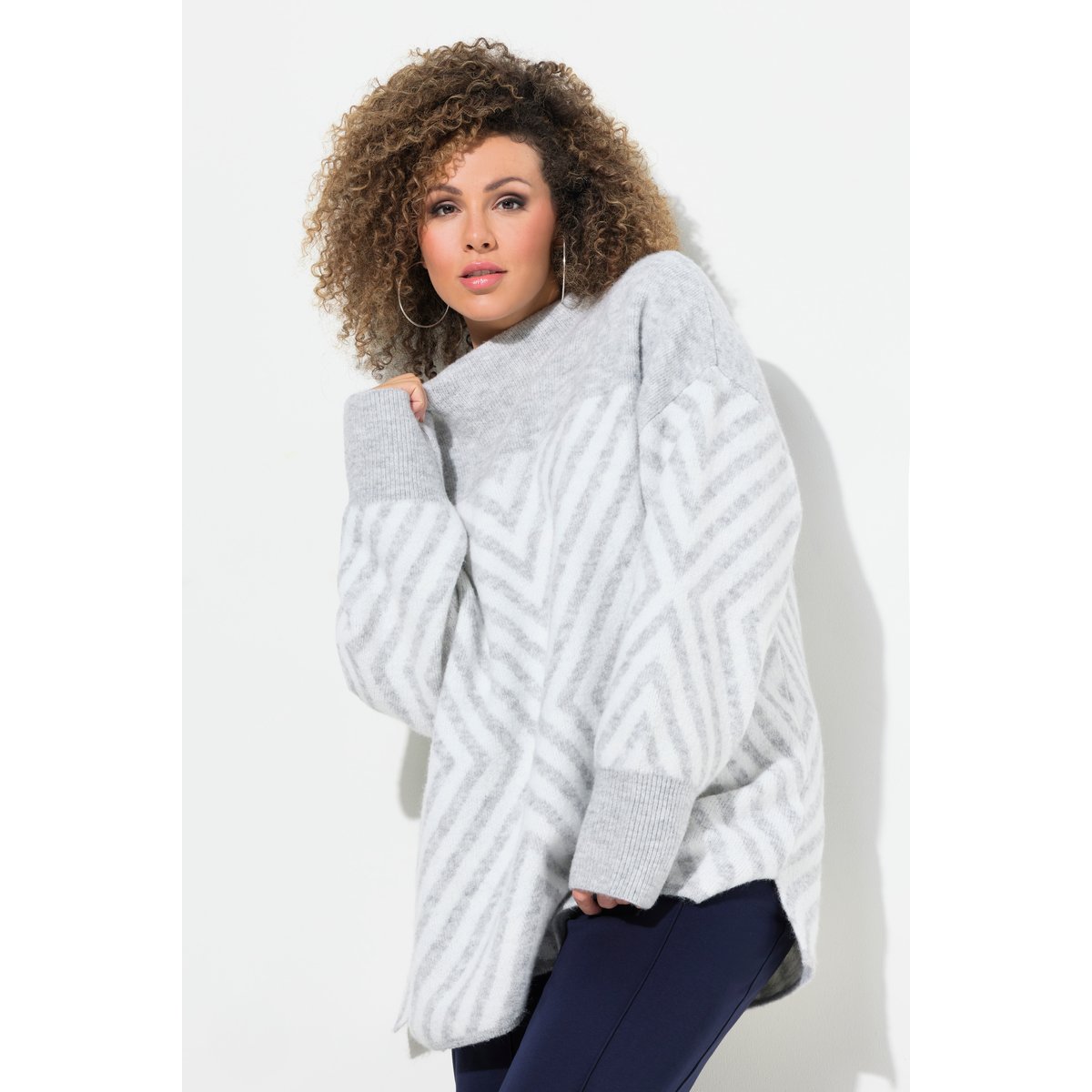 Pull à col montant et manches longues mélange d’argent, ULLA POPKEN