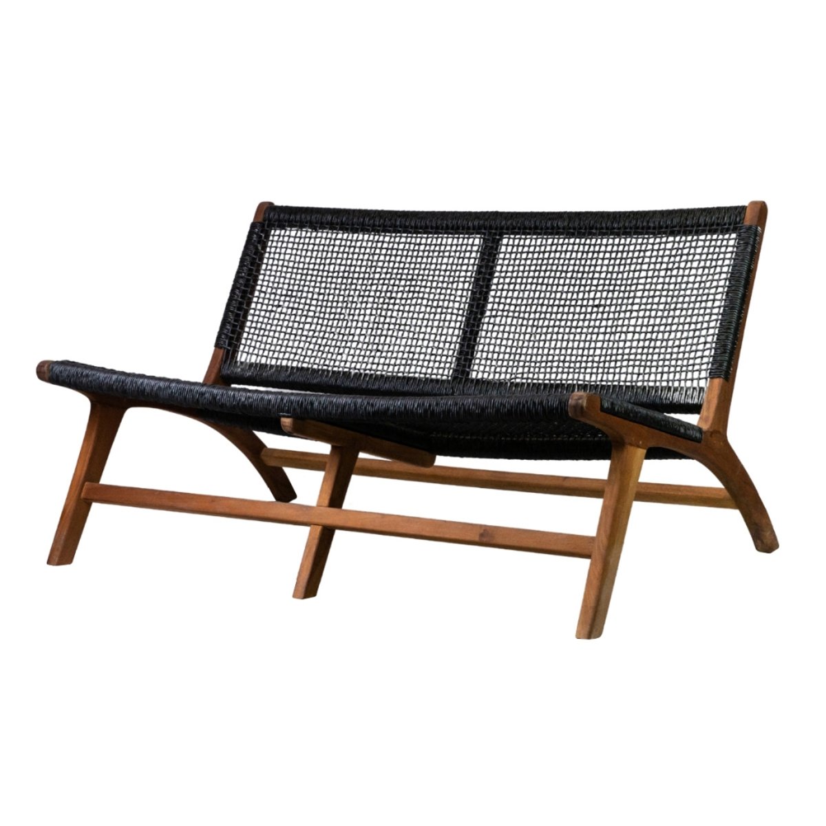 Fauteuil en corde et teck JUNE noir, HYDILE