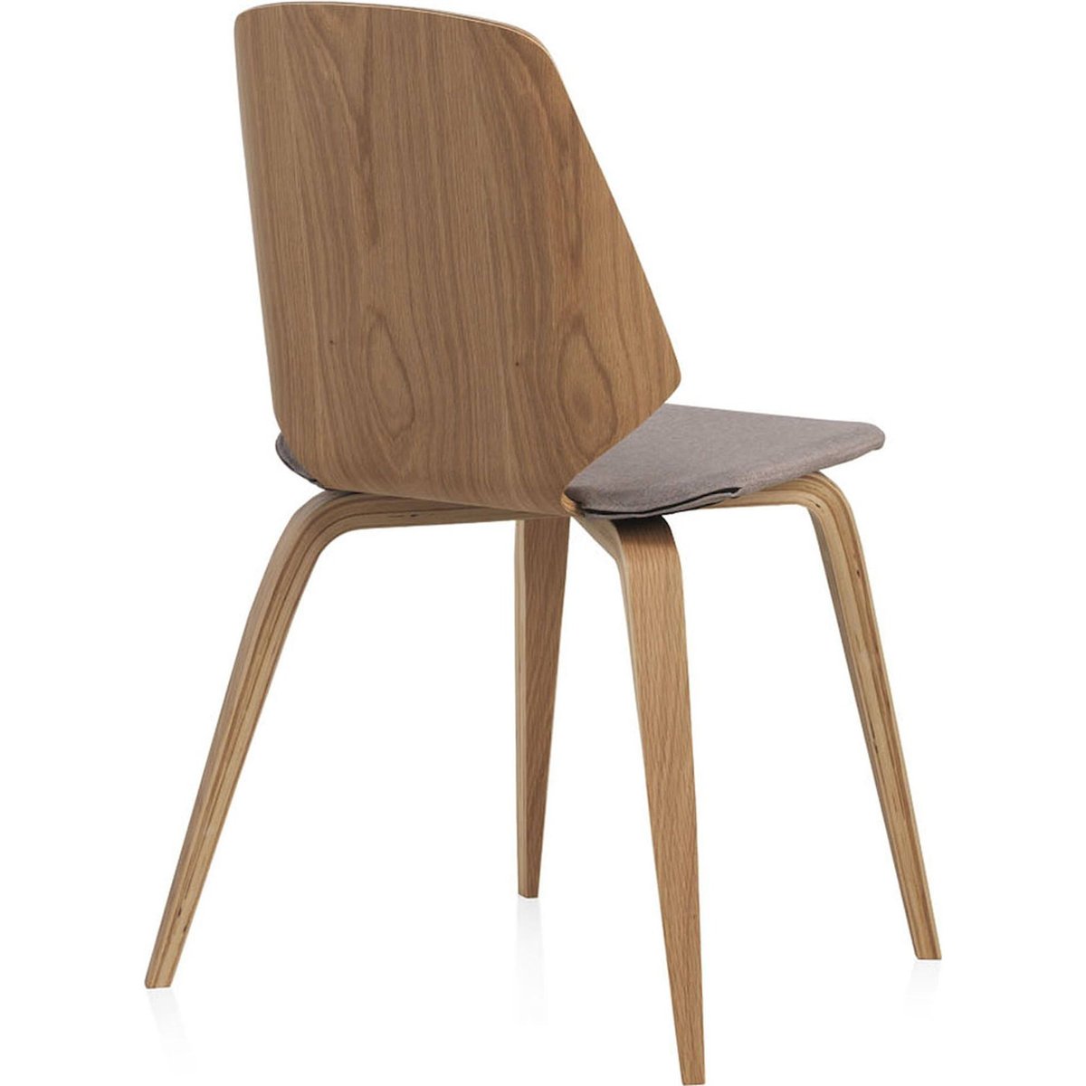 Chaise en chêne assise rembourrée lot de 4 chêne naturel et tissu gris clair, RECOLLECTION