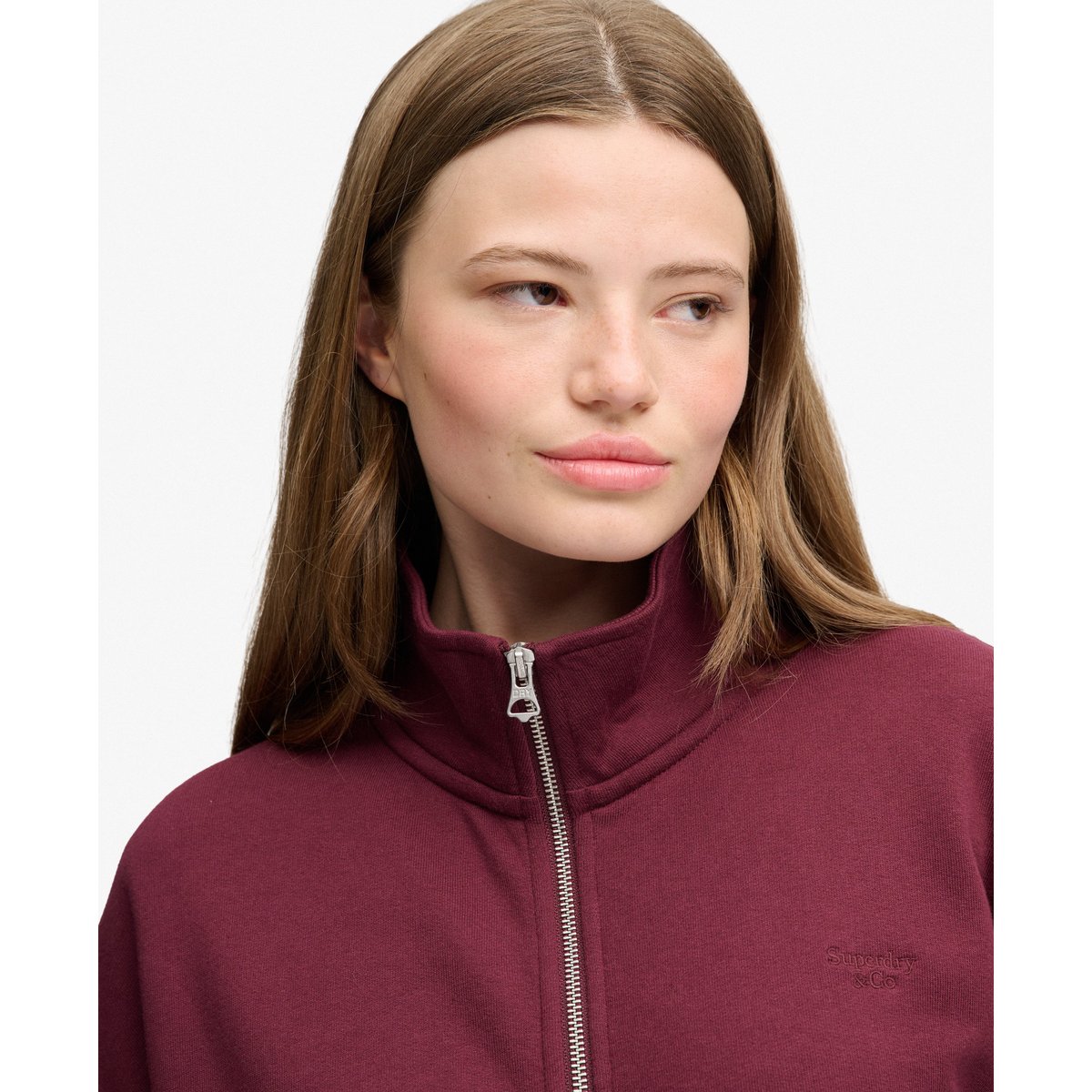 Veste de Survêtement Signature Brodée Coupe Oversize rouge porto, SUPERDRY