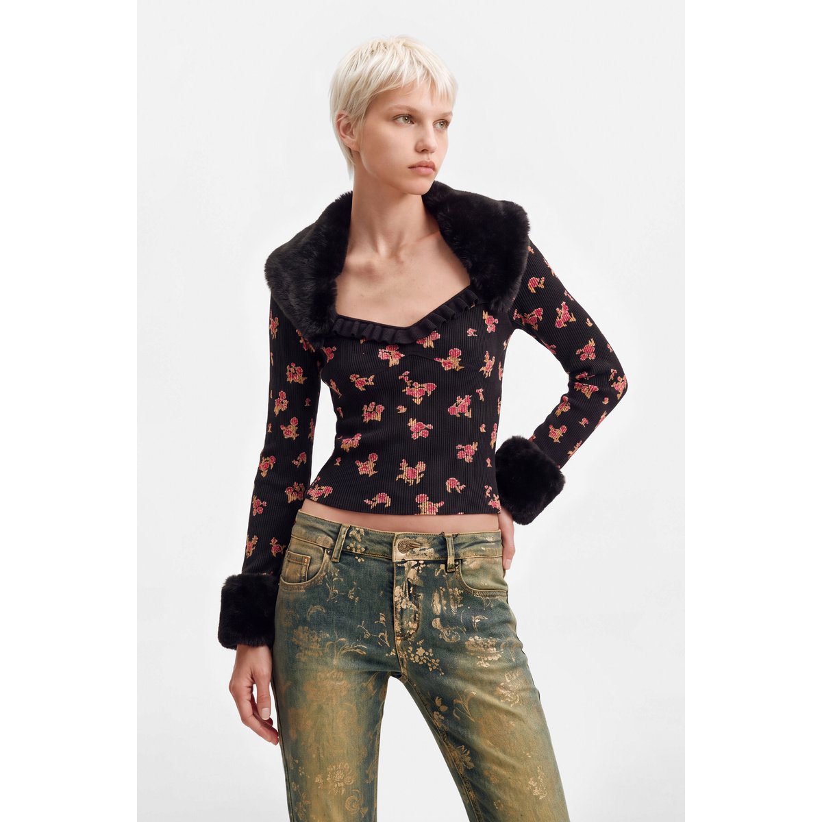 top en maille 2 en 1 noir, DESIGUAL