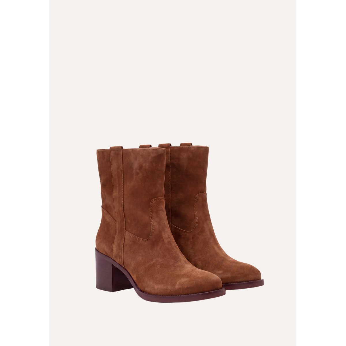 Bottines à talons en croûte de cuir marron, LA FEE MARABOUTEE