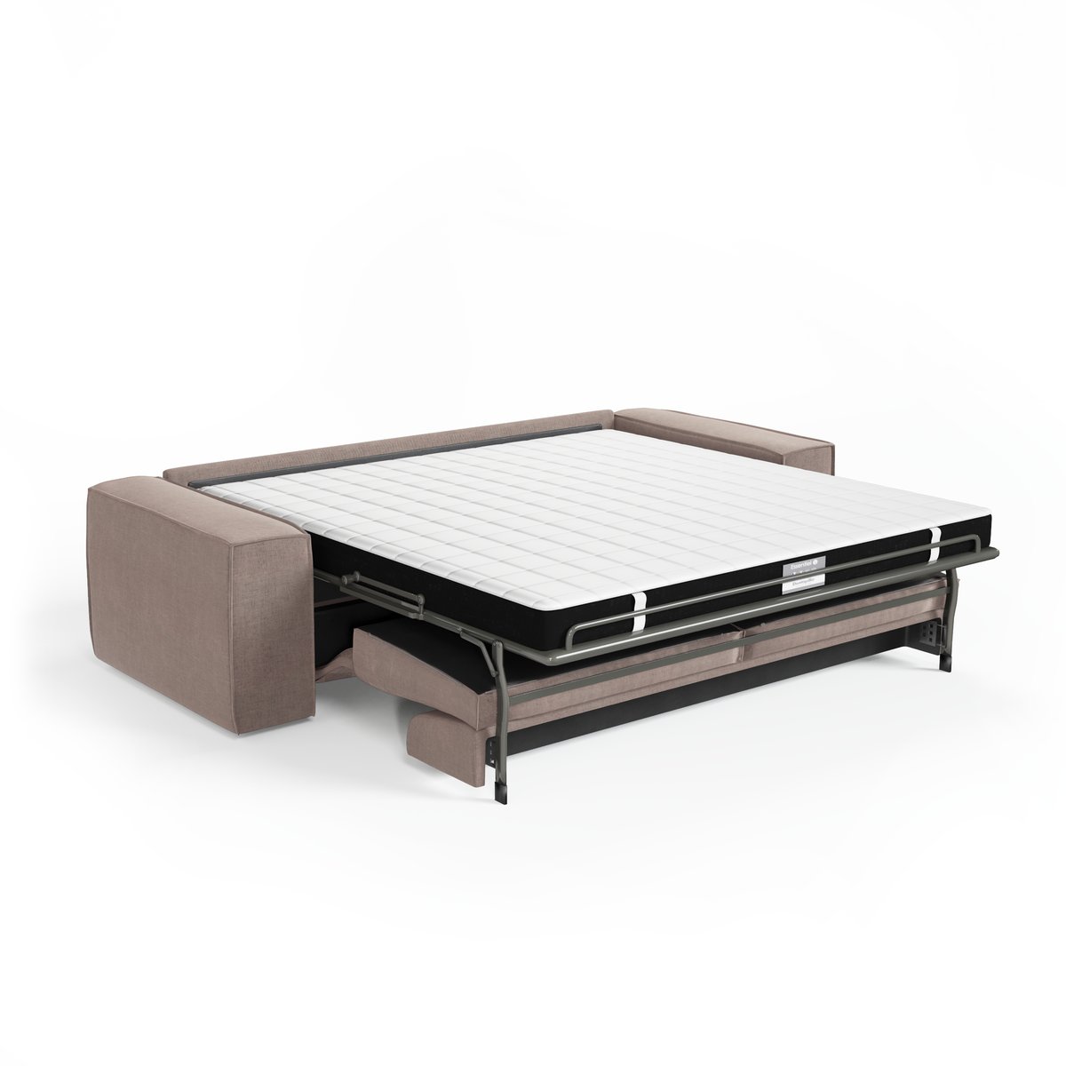 Canapé convertible express 160cm 3 places en velours JOAN taupe, SIA HOME