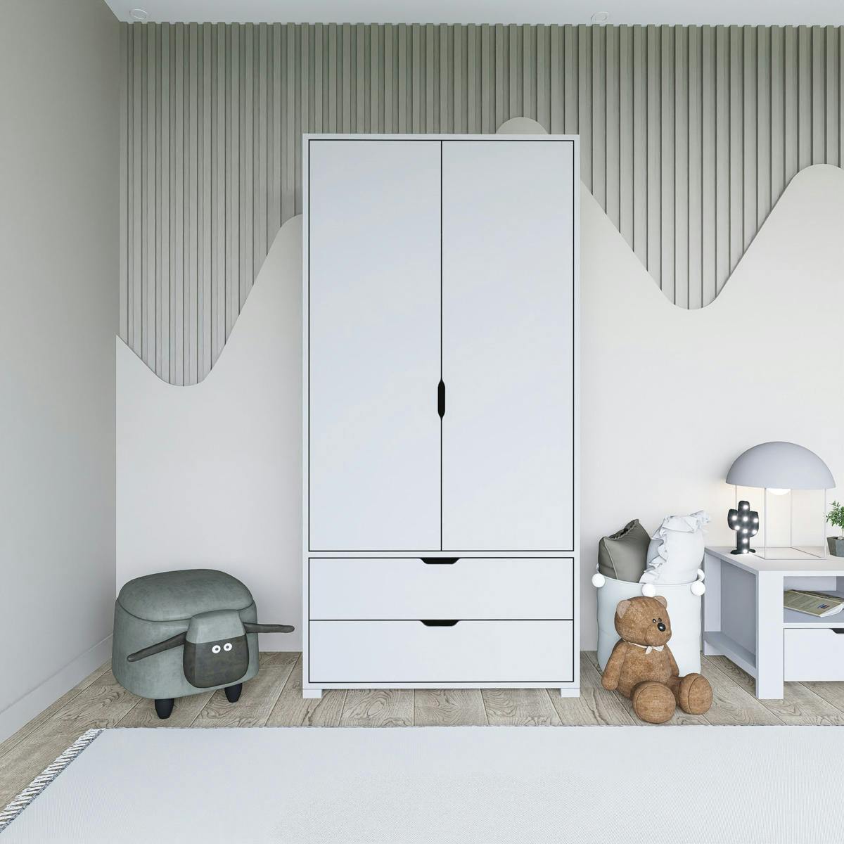 Armoire penderie blanche 2 portes, style moderne BYRON blanc, PIER IMPORT