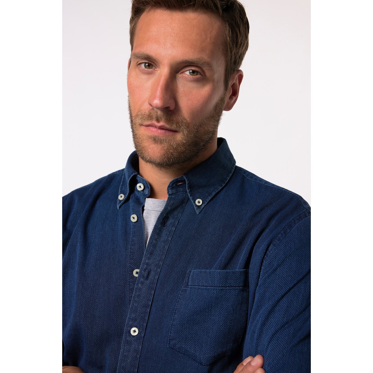 Chemise en jean jean bleu foncé, JP1880