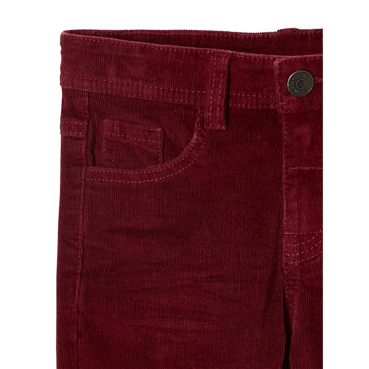 Pantalon slim velours bordeaux, VERTBAUDET