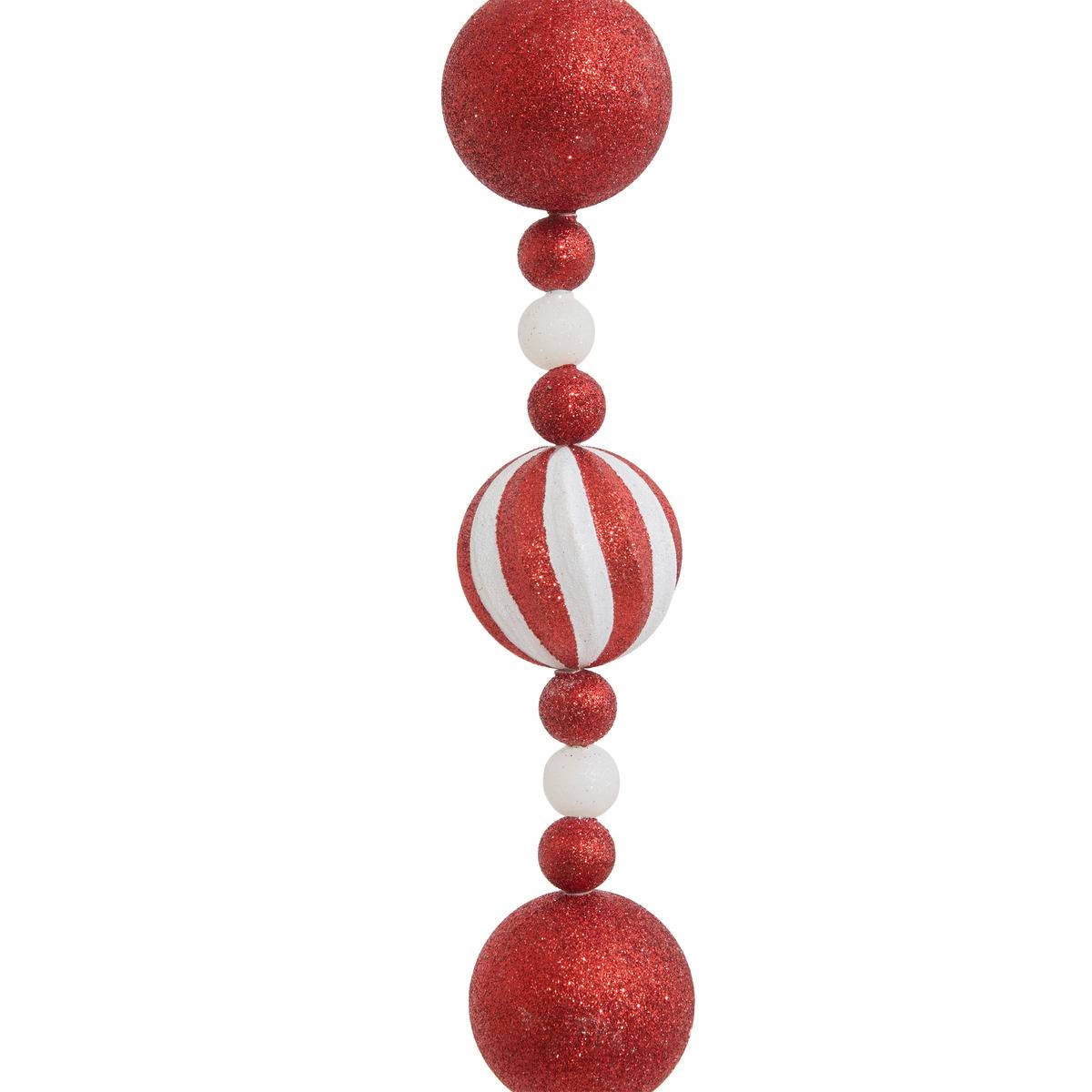 Guirlande polystyrène boules de Noël long 1,85m rouge et blanc multicolore, FEERIC LIGHTS & CHRISTMAS