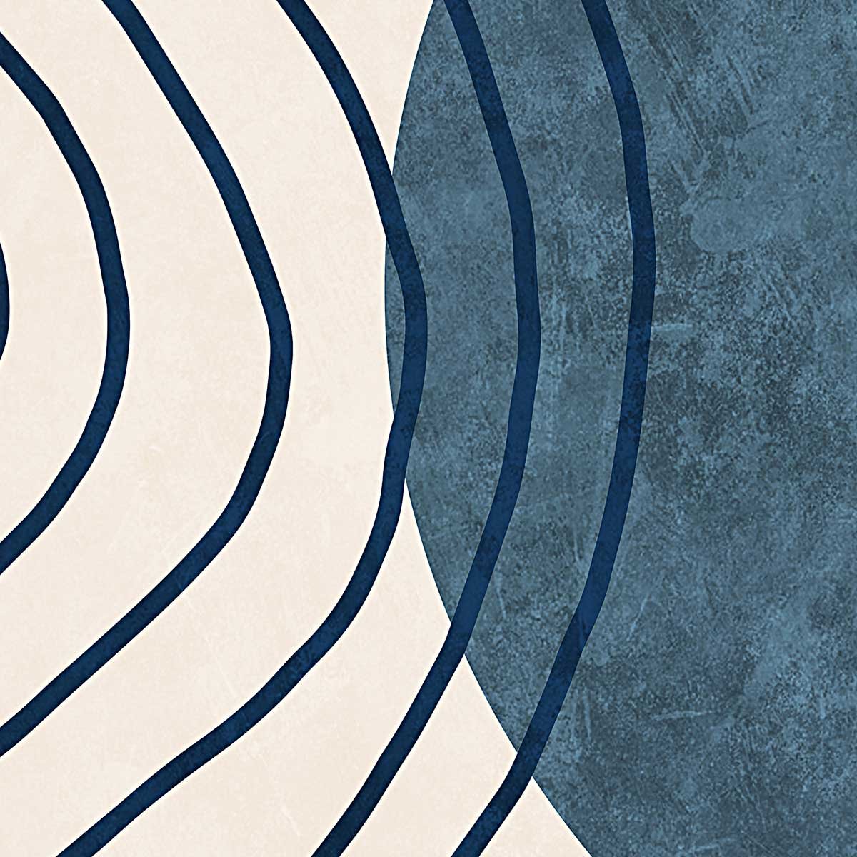 Affiche encadrée abstraction lignes bleues affiche + cadre en métal - noir, HEXOA