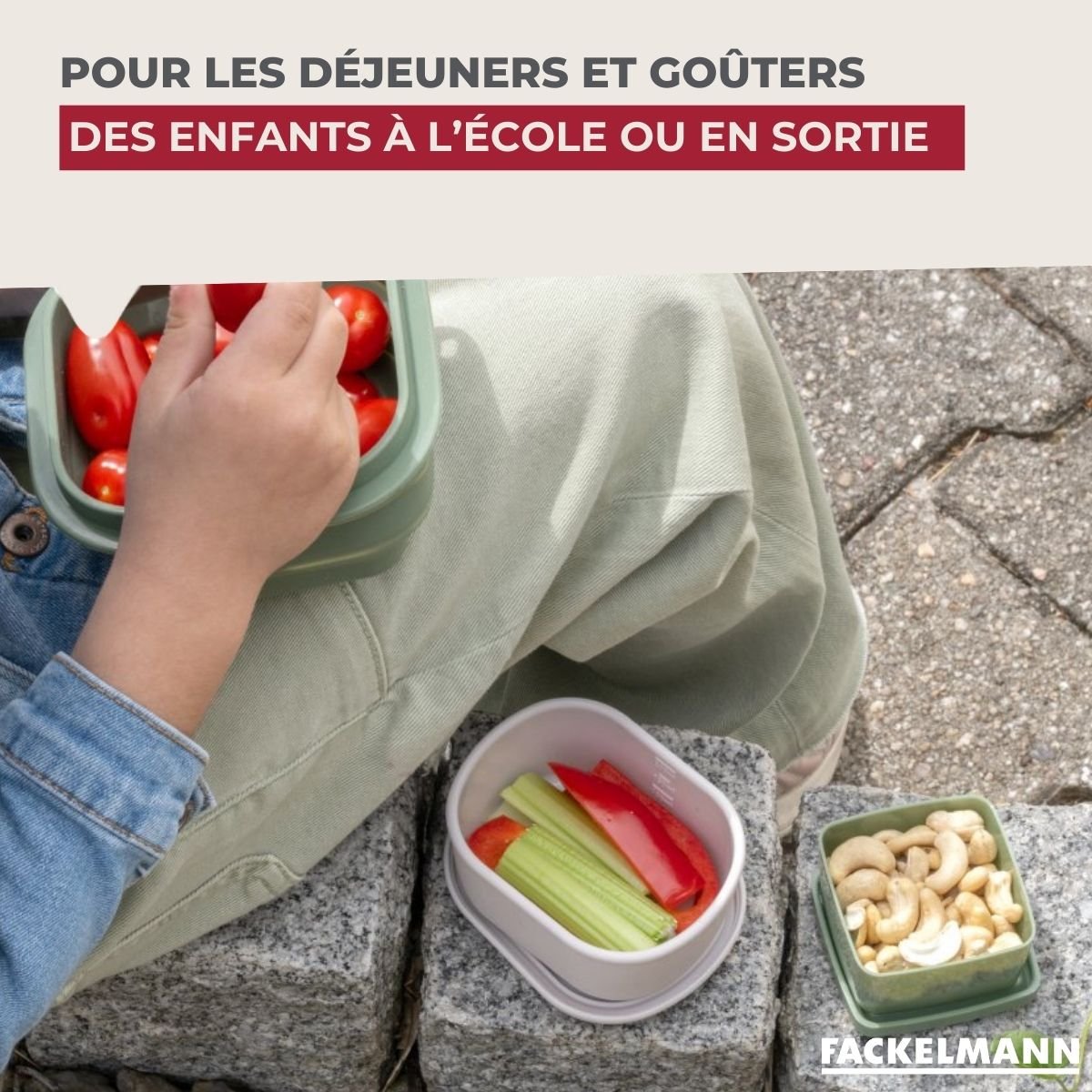 Lot de 2 lunch box 1L avec 2 ustensiles de cuisine STORAGE coloré, FACKELMANN