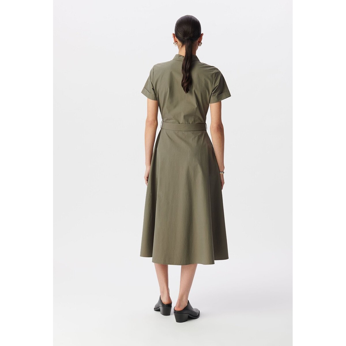 Short-Sleeved Mid-Length Shirt Dress army green, IKKS