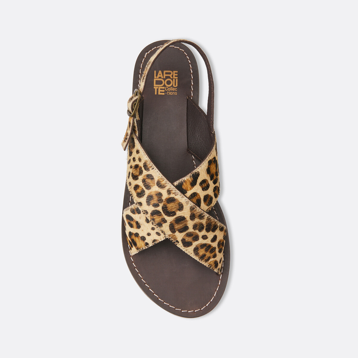 Sandales en cuir léopard, Signature LAURINE imprimé léopard, LA REDOUTE COLLECTIONS