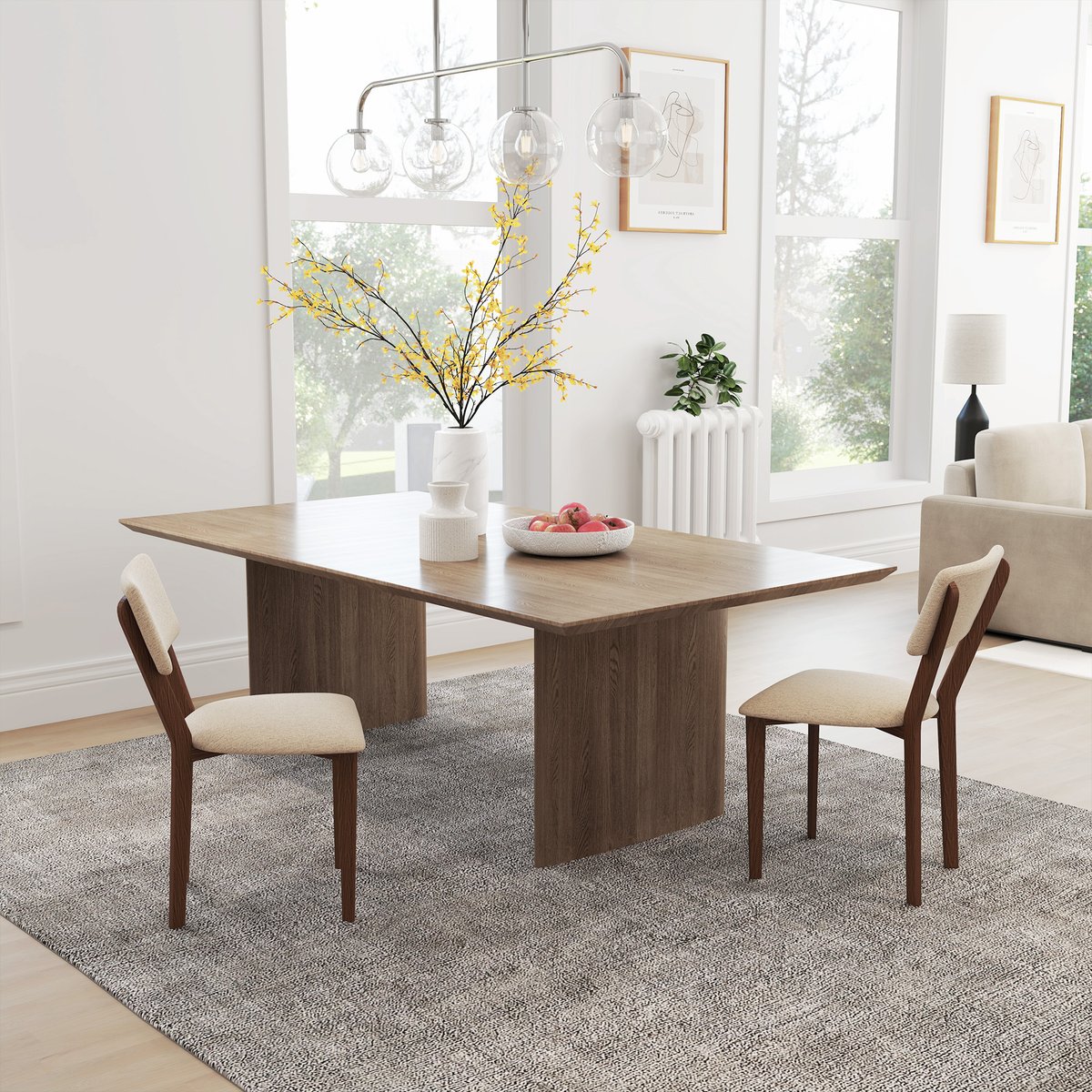 Chaise de salle à manger Polyester Beige beige, marron foncé, HOMCOM
