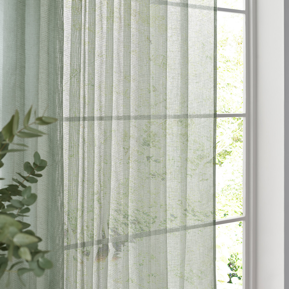 Nimbus Sheer Tie Top Curtain Panel eucalyptus, YARD