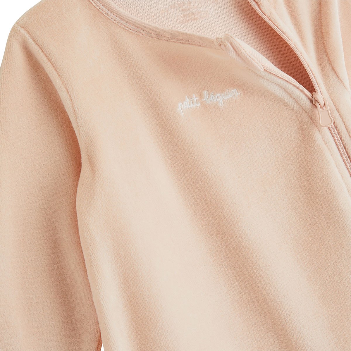Lot de 2 pyjamas bébé en velours ouverture zippée rose, PETIT BEGUIN