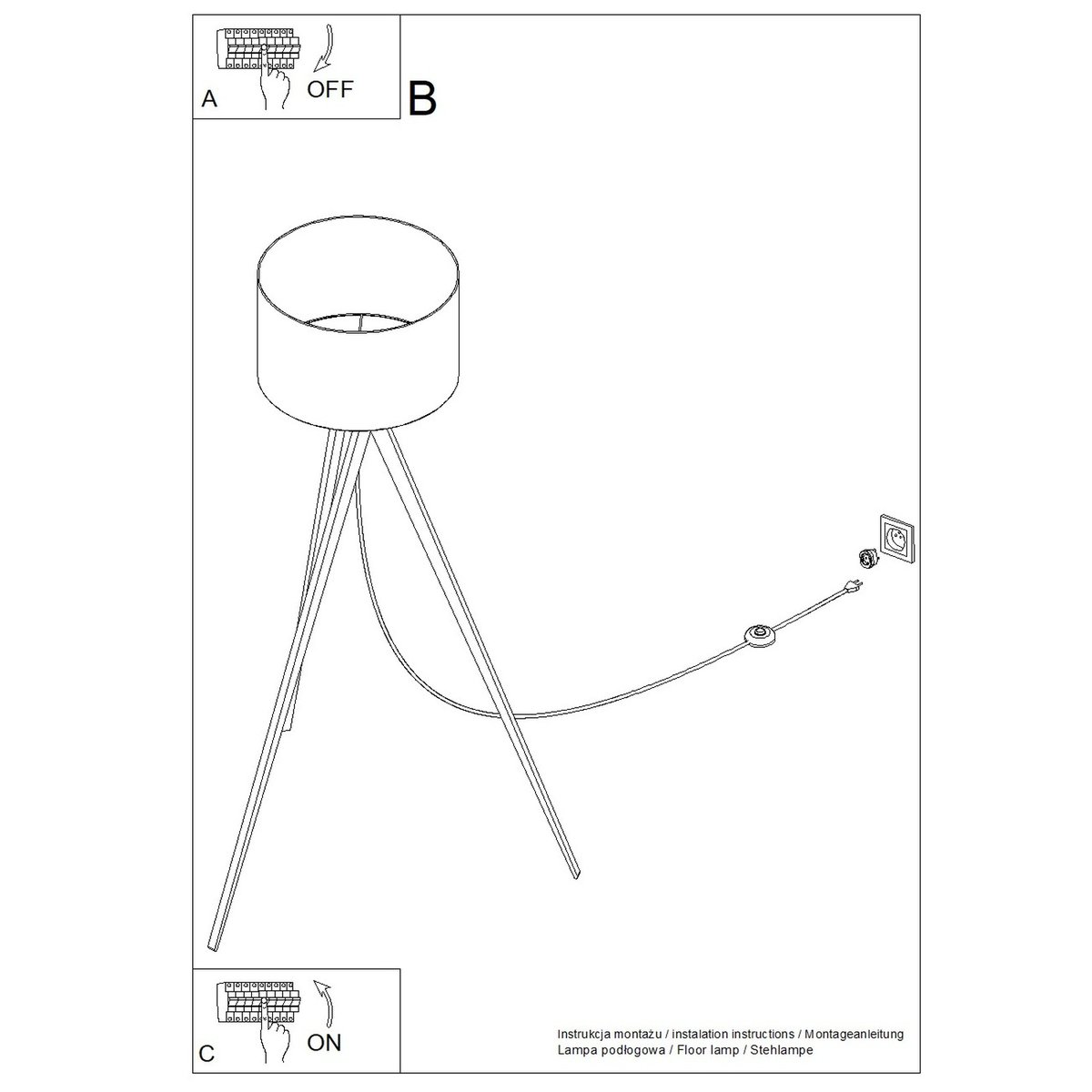 Lampadaire Tissu Bleu E27 1 Natt bleu, EDEN