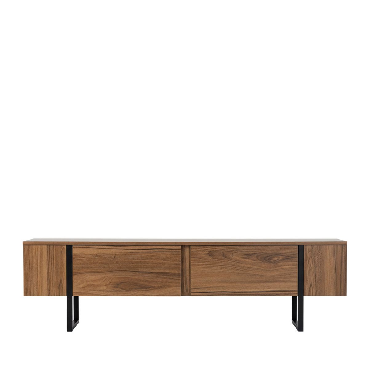 Meuble TV 2 portes en bois et métal L180cm- TOD bois foncé, DRAWER