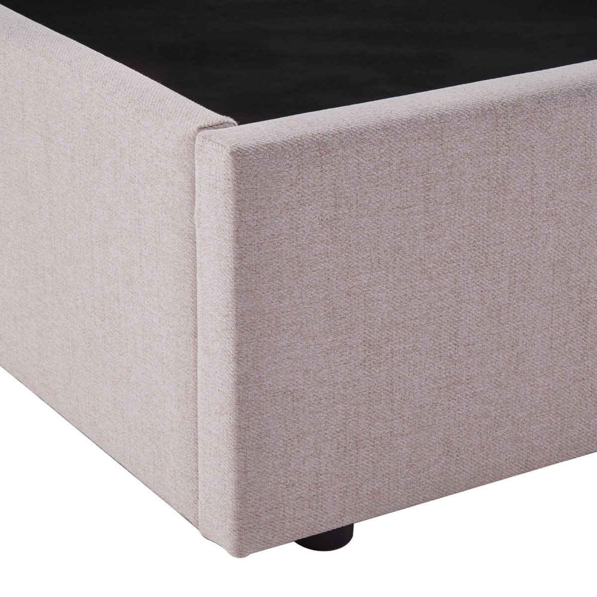 Lit coffre en tissu avec tête de lit ondulée 160x200cm- NAGOYA beige, DRAWER