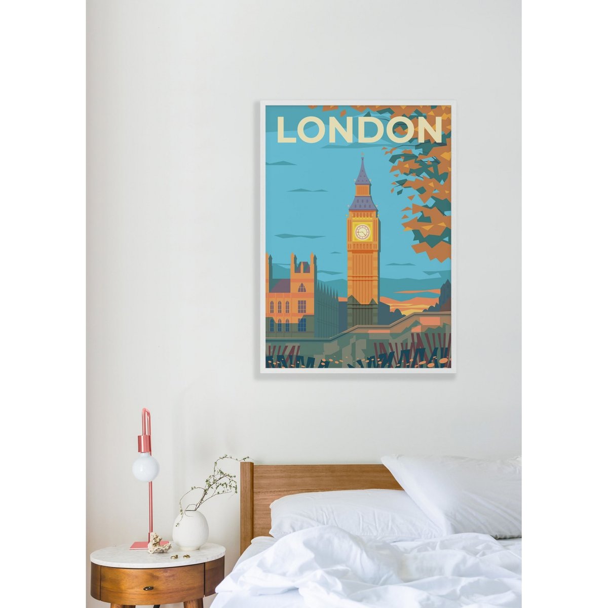 Affiche ville Londres 3 blanc, L'AFFICHERIE