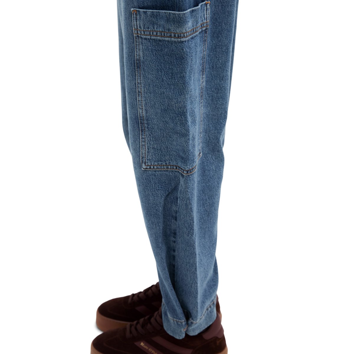 Jeans modèle Lara cargo barrel en mélange Lyocell-Organic-Cotton bleu, MARC O'POLO