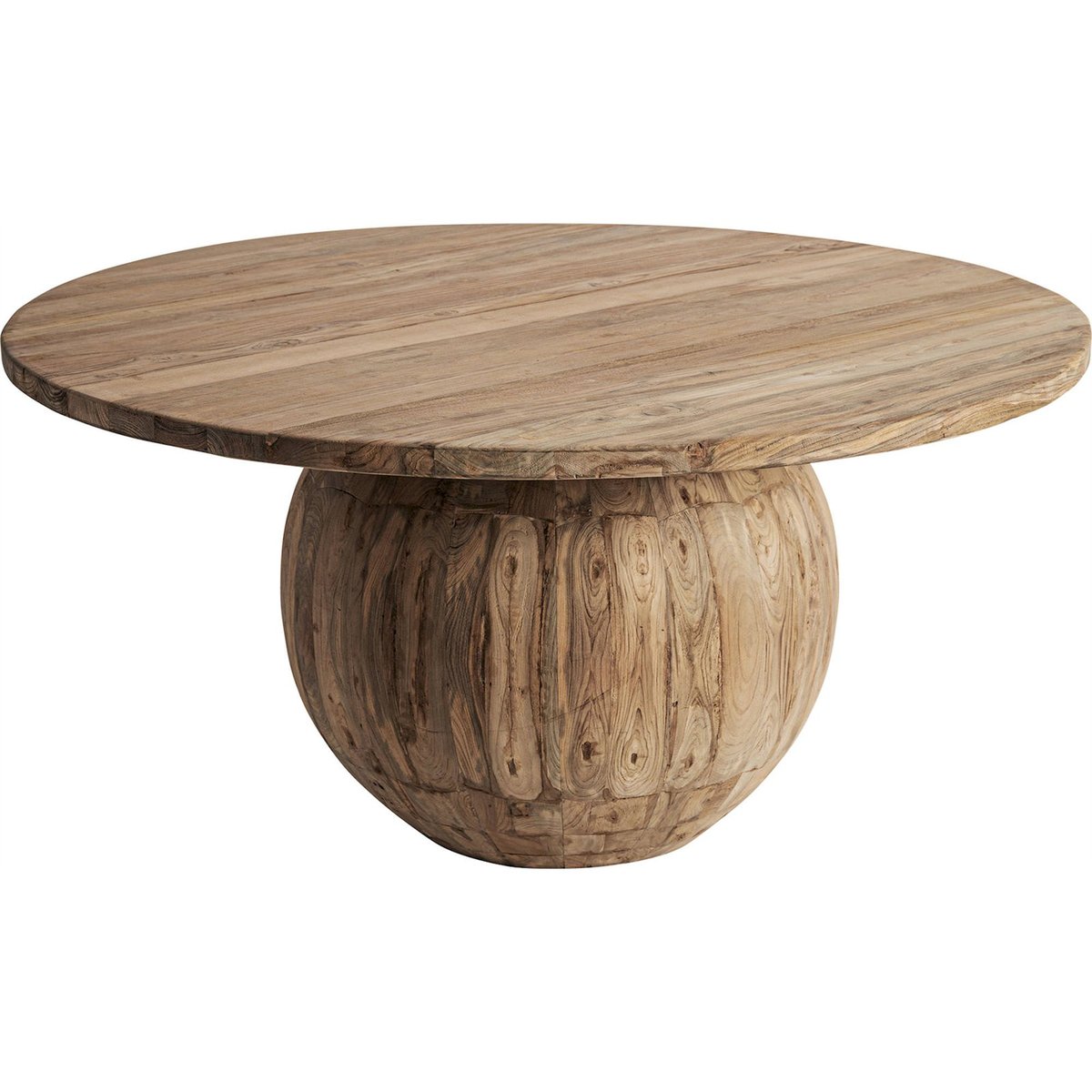 Table de repas en teck recyclé style rustique brun clair effet bois sablé, RECOLLECTION
