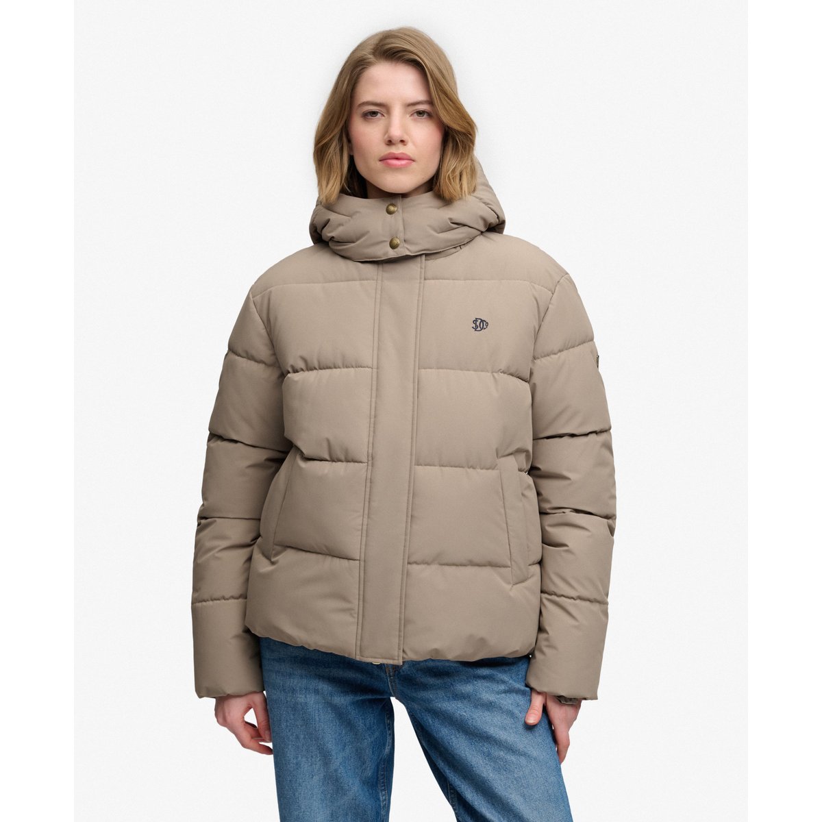 Doudoune à Capuche Premium brun roche délavé, SUPERDRY