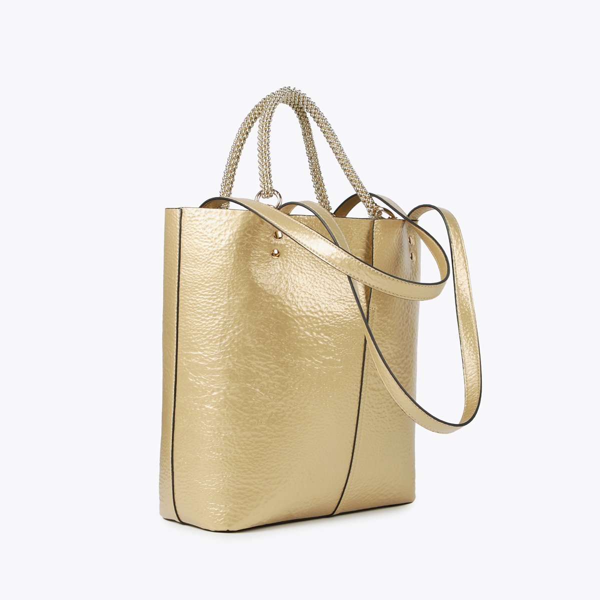 Sac cabas avec anse à effet bijou doré, LOLA CASADEMUNT