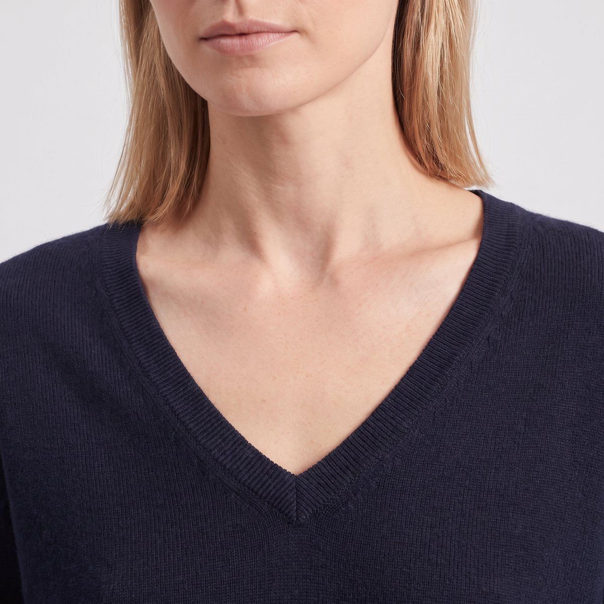 Pull coupe oversize col en V manches longues GABY navy, ARTLOVE