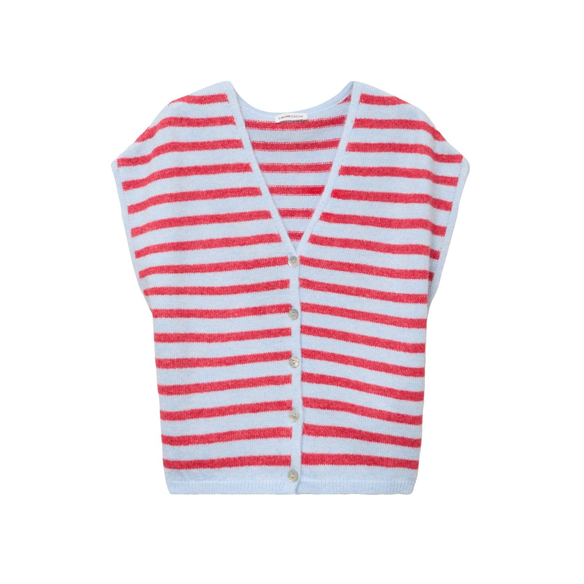 Gilet sans manches col v bleu, CACHE CACHE