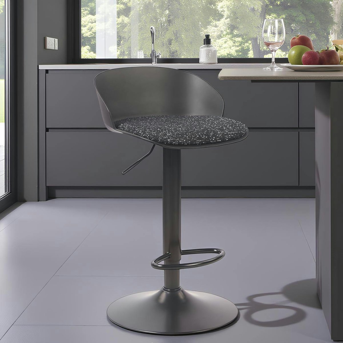Tabouret de bar réglable, métal et tissu (lot de 2) LEEDS noir, PIER IMPORT