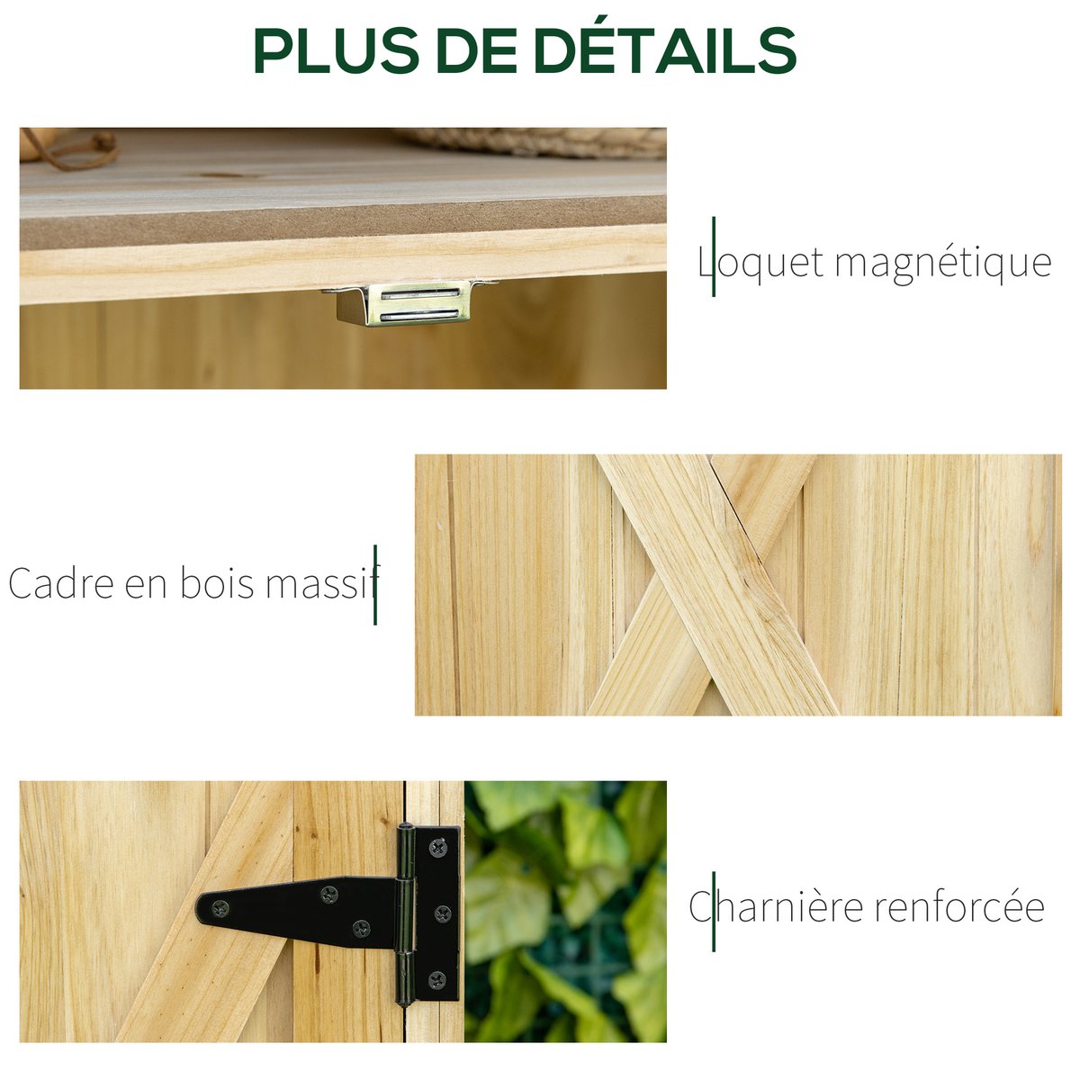 Coffre de rangement d'extérieur Bois massif beige, OUTSUNNY