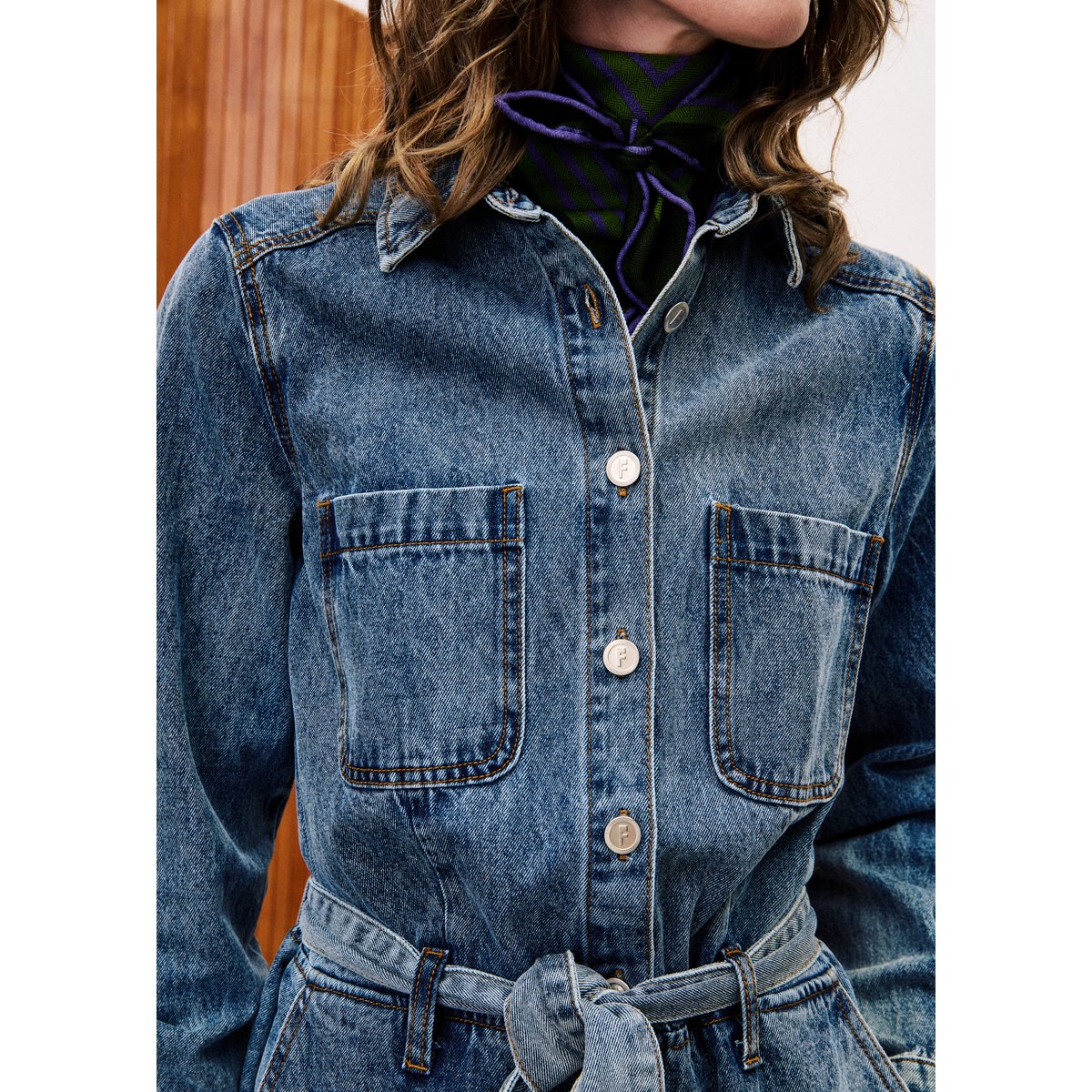 Combinaison en coton VERVEINE bleu jean, FRNCH