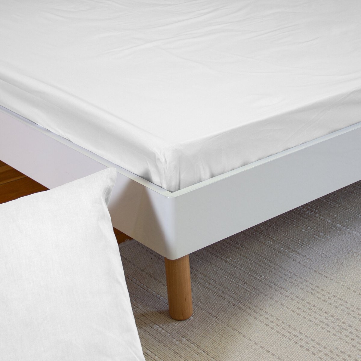 Drap housse Bonnet 27cm 100% percale de coton, MURA blanc, C DESIGN HOME TEXTILE