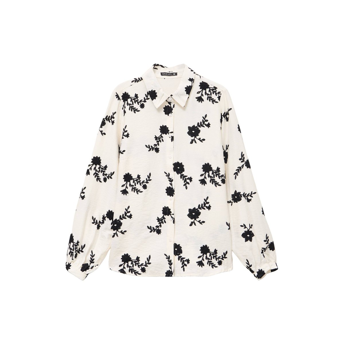 Chemise fluide brodée manches longues blanc, BREAL
